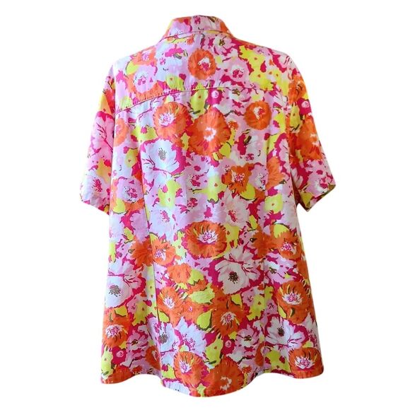 WHITE STAG Floral Shirt Button Down Short Sleeve Hawaiian Print Plus Size 4X - Picture 3 of 12